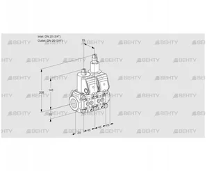 VCS1T20N/20N05NLQR/PPPP/PPPP (88100426) Сдвоенный газовый клапан Kromschroder