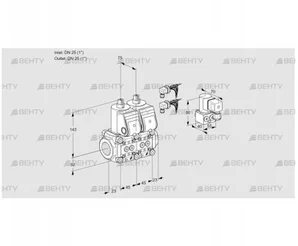 VCS1E25R/25R05NNWR6/PPPP/BYPP (88104812) Сдвоенный газовый клапан Kromschroder