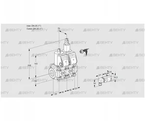 VCS1E25R/25R05NLWR/2-PP/PPPP (88100177) Сдвоенный газовый клапан Kromschroder