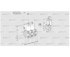 VCS1E20R/20R05NNKL/PPBS/PPPP (88106002) Сдвоенный газовый клапан Kromschroder