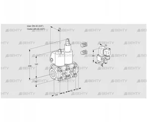 VCS1E20R/20R05NLWL3/PPBY/MMPP (88103885) Сдвоенный газовый клапан Kromschroder