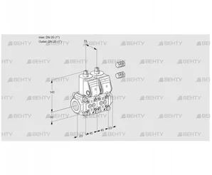 VCS1E25R/25R05NNKR3/PPPP/PPPP (88104208) Сдвоенный газовый клапан Kromschroder