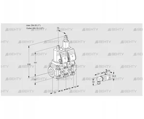VCS1E25R/15R05NLWGR/-3PP/PPPP (88103888) Сдвоенный газовый клапан Kromschroder