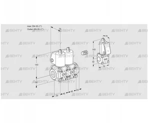 VCS1E25R/25R05NNWL/PPBS/PPPP (88100275) Сдвоенный газовый клапан Kromschroder